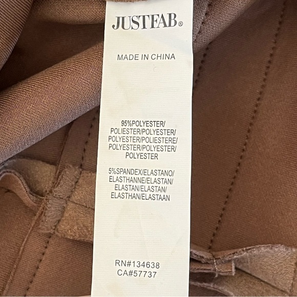 NWT Justfab Faux Suede Moto Jacket Brown Size M - Picture 9 of 9